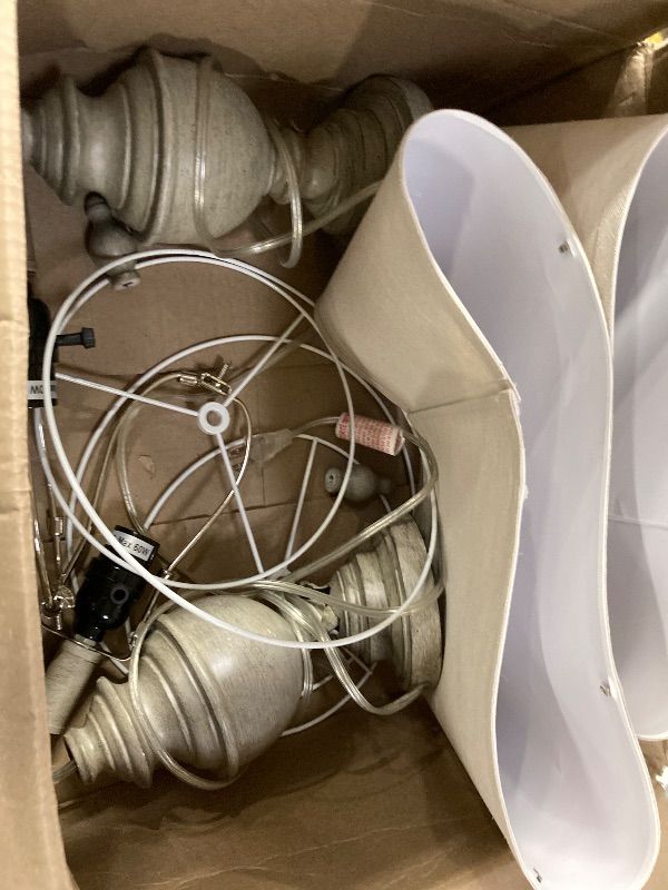 Photo 1 of ***NOT IN ORIGINAL BOX***PARTPHONER Retro Table Lamps Set of 2, Bedside Lamp for Bedroom Rustic Farmhouse Table Lamps for Living Room, 22" Vintage Nightstand Lamps with White Shades, Antique Grey