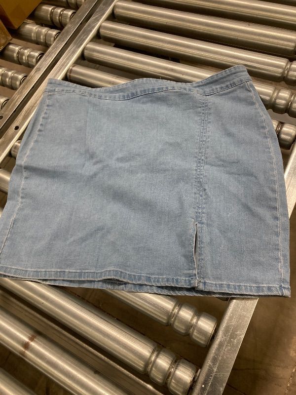 View 3 of ***DAMAGE BLEACH SPOT ON BACK*** Luvamia Jean Skirt for Women - High Waisted Bodycon Stretch Pencil Mini Denim With Slit - Country Concert Outfits Y2K Style - Size X-Large 16 18