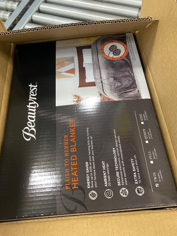 Photo 1 of **GREY**Beautyrest Heated Blanket, Electric Blanket, Soft, Warm, Reversible Plush - Sherpa Heating Blanket with 20 Heat Settings, 1-10 hrs Timer Auto Shut Off, Machine Washable, Twin (84 inx62 in), Grey