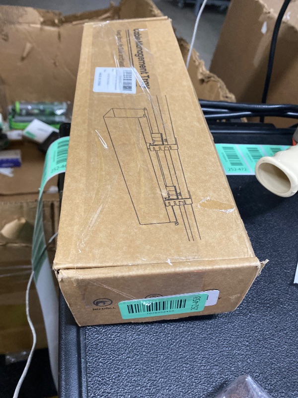 Photo 1 of [Upgraded] Large Under Desk Cable Management Tray, Cinati Cable Management Under Desk No Drill, 28.4" Fabric Cord Hider for Wire Organizer, Cord Organizer for Office, Home - Supports Up to 30lbs Black