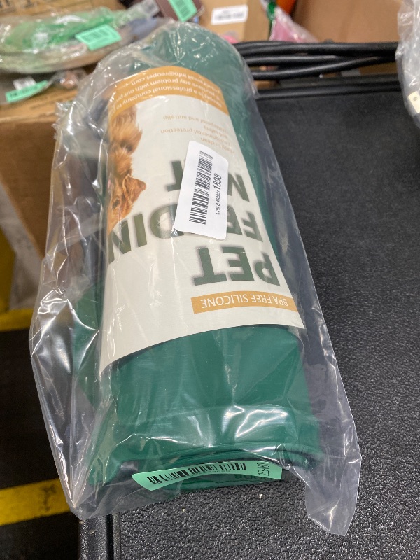 Photo 1 of **solid dark green color**Rnivvi Dog Food Mat, 12" x 19"  Absorbent Dog Cat Bowl Mat for Food and Water, Cute Anti-Slip Rubber Pet Feeding Rug Protect Floors, Puppy Placemat for Feeding & Watering Supplies, dark green solid color