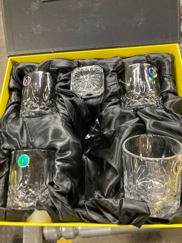 Photo 1 of ***MISSING DECANTER -SELLING AS INCOMPLETE*** ELIDOMC 4PC Whiskey Glasses Set, Crystal Decanter Set With 4 Whiskey Glasses, Whiskey Decanter Sets for Men.