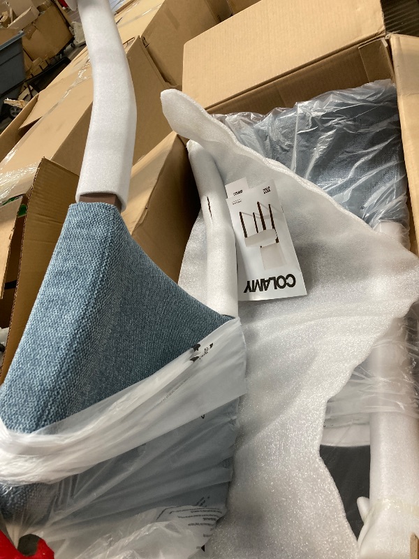 Photo 1 of ***SET OF 2***
COLAMY Mid Century Modern Dining Chairs Set of 2 Upholstered Kitchen Chairs with Back, Farmhouse Fabric Side Dining Room Chairs with Wood Legs for Dining Room Kitchen Restaurant, Blue