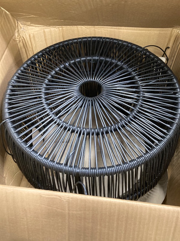 Photo 1 of **BROKEN RATTAN**Furniture of America Ysar Boho Rattan Round Coffee Table Outdoor with Metal Frame, All-Weather and Rust Resistant, Handcrafted Coastal Furniture for Patio, Poolside, Garden, Yard, Black