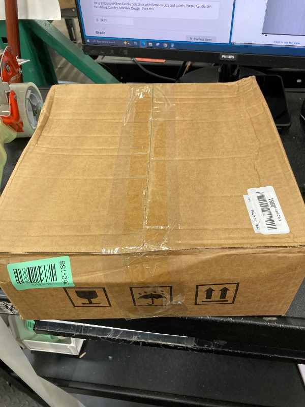 Photo 1 of 10 oz Embossed Glass Candle Container with Bamboo Lids and Labels, Purple Candle Jars for Making Candles, Mandala Design - Pack of 9