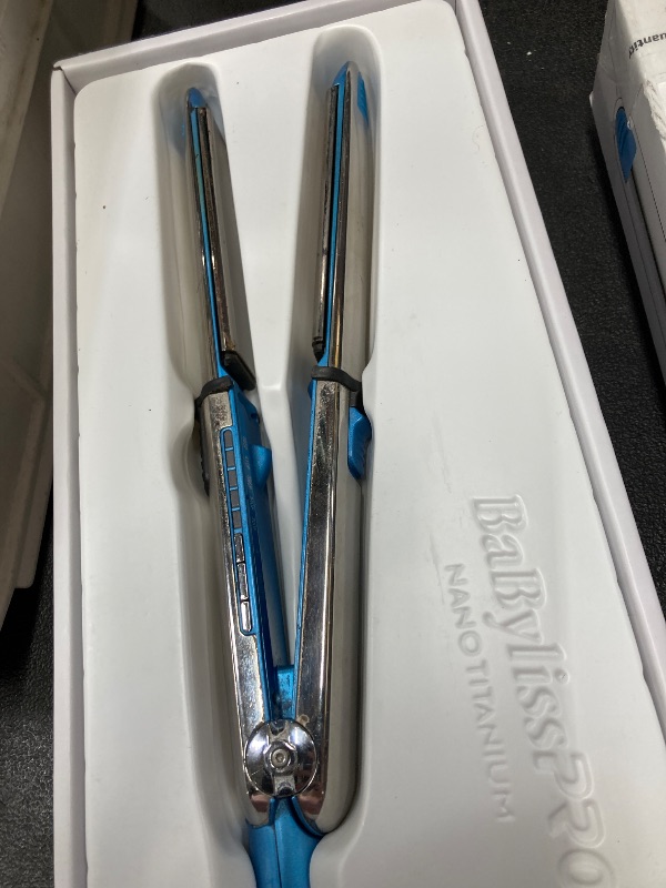 Photo 1 of *DIRTY* BabylissPRO Nano Titanium Prima Ionic Hair Straightener, Curl and Straighten Hair With One Professional Tool, Blue