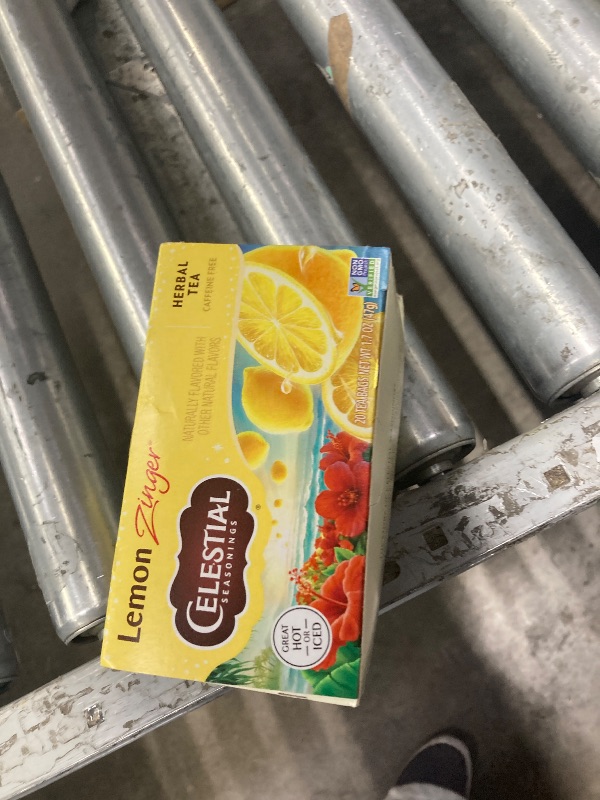 Photo 1 of ***BOX IS DAMAGED***Celestial Seasonings Lemon Zinger Herbal Tea, Caffeine Free, 20 Tea Bags Box***BOX IS DAMAGED***