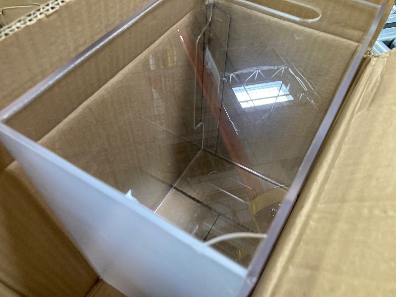 Photo 1 of ***SMALL CRACK AS PICTURED***IBEQUEM Acrylic File Folder Organizer Box, Letter Size Hanging File Organizer, Clear File Holder with Handles, Desktop Hanging File Storage Organizer for Home Work School Office Supplies1 Pack***SMALL CRACK AS PICTURED***