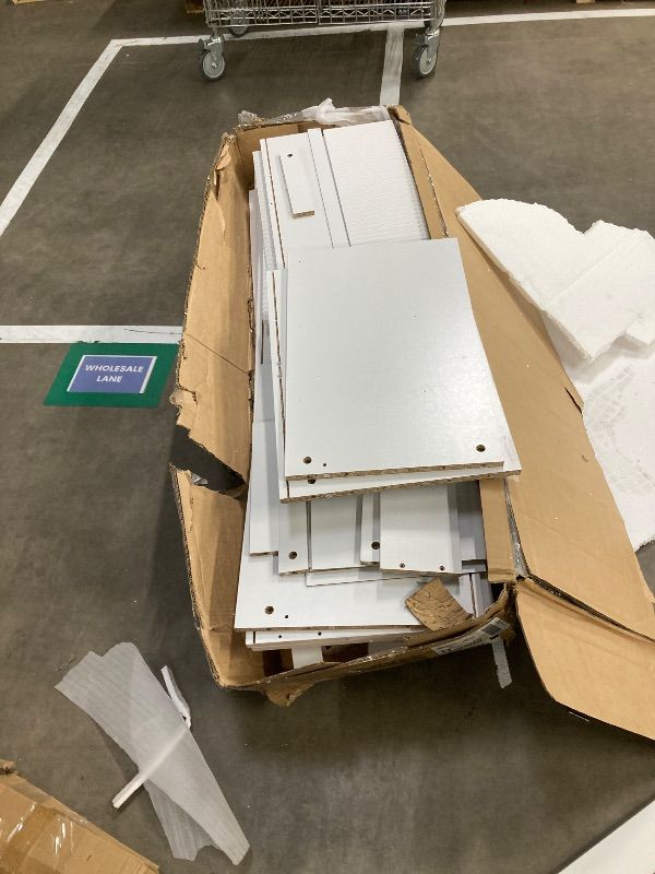 Photo 1 of ****MISSING PIECES, SELLING AS PART ONLY*** GarveeHome White Fluted 6 Drawer Dresser, Wide Wood Double Dresser with Metal Legs and Handles, Modern Chest of Drawers with Anti-Tipping Design for Bedroom Living Room, Hallway
