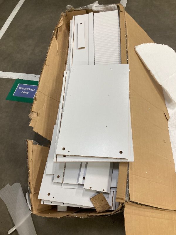 Photo 1 of ****MISSING PIECES, SELLING AS PART ONLY*** GarveeHome White Fluted 6 Drawer Dresser, Wide Wood Double Dresser with Metal Legs and Handles, Modern Chest of Drawers with Anti-Tipping Design for Bedroom Living Room, Hallway