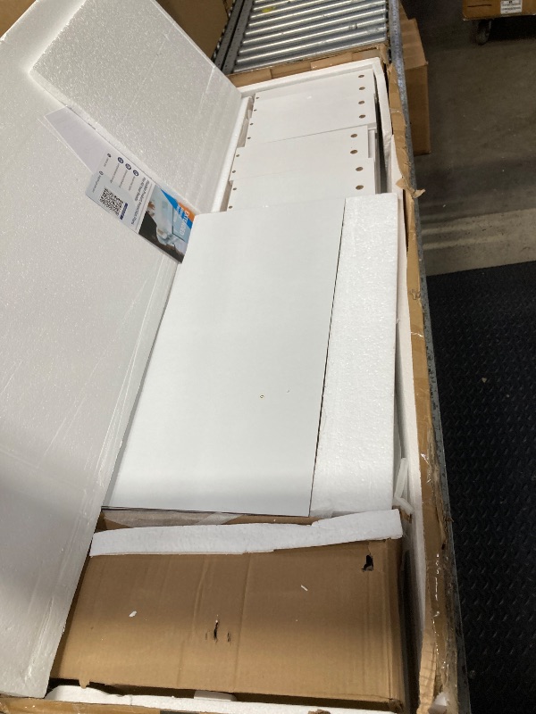 Photo 1 of ****MISSING PIECES, SELLING AS PART ONLY*** GarveeHome White Fluted 6 Drawer Dresser, Wide Wood Double Dresser with Metal Legs and Handles, Modern Chest of Drawers with Anti-Tipping Design for Bedroom Living Room, Hallway