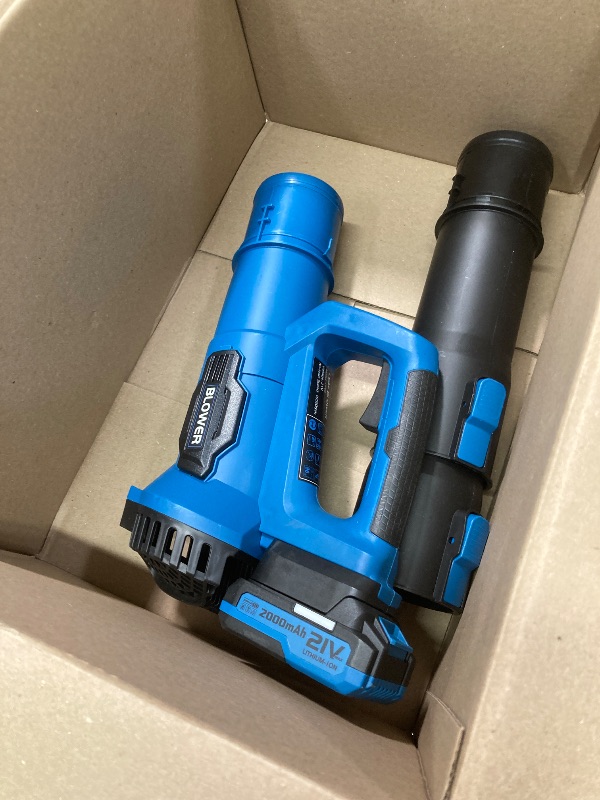 Photo 1 of ***MISSING PARTS -SELLING AS INCOMPLETE*** Leaf Blower, 21V Cordless Electric Blower with 1 2.0Ah Battery, Lightweight Leaf Blower for Patio Cleaning, Lawn Care, Blowing Fallen Leaves and Dust, etc.
