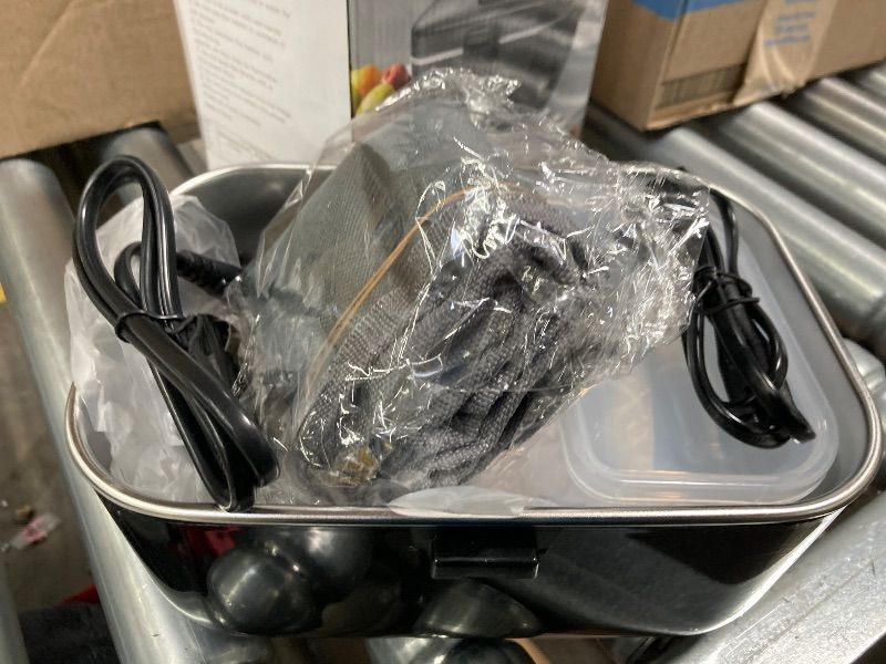 Photo 1 of **MISSING PARTS/NO LID***COZYEXPERT Electric-Lunch-Box-Heated-Food-Warmer 100W Heating Lunchbox for Adults 1.8L Portable Food Heater for Work/Car, 12V/24V/110-230V Lonchera Eléctrica Portátil with Fork Spoon (Black)