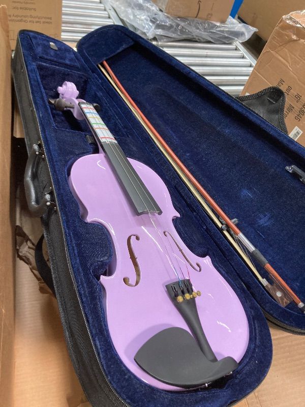 Photo 1 of ***MISSING PARTS -SELLING AS IS *** Aileen Violin 4/4 Full Size for Adults Beginners, Purple Fiddle Starter Kit for Students Age 12+,