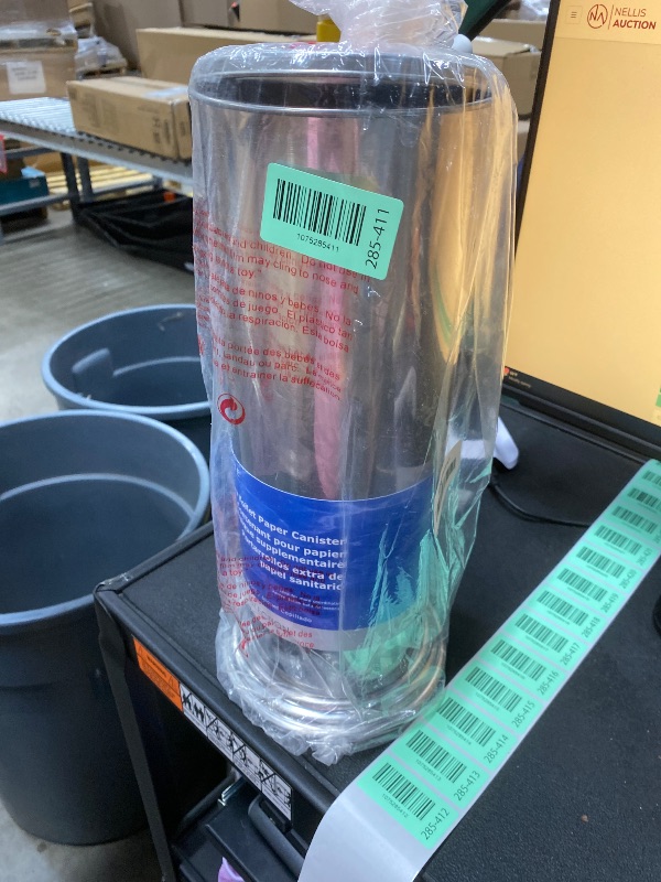 Photo 1 of ***Has a dent and missing part***LDR Industries 164 6456BN Ashton Free Standing Regular Size Roll Toilet Paper Holder Canister, Brushed Nickel***Has a dent and missing part***