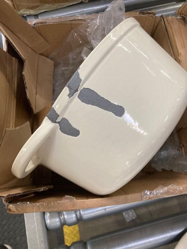 Photo 1 of ***DAMAGED -PAINT CHIPS -SELLING AS IS *** Enameled Cast Iron Dutch Oven - Umite Chef 5QT Pot with Lid & Cotton Potholders - Heavy-Duty Cookware for Bread Baking, Braising, Stews, Roasting(Cream White)  ***BOX RIPPED/TORN***