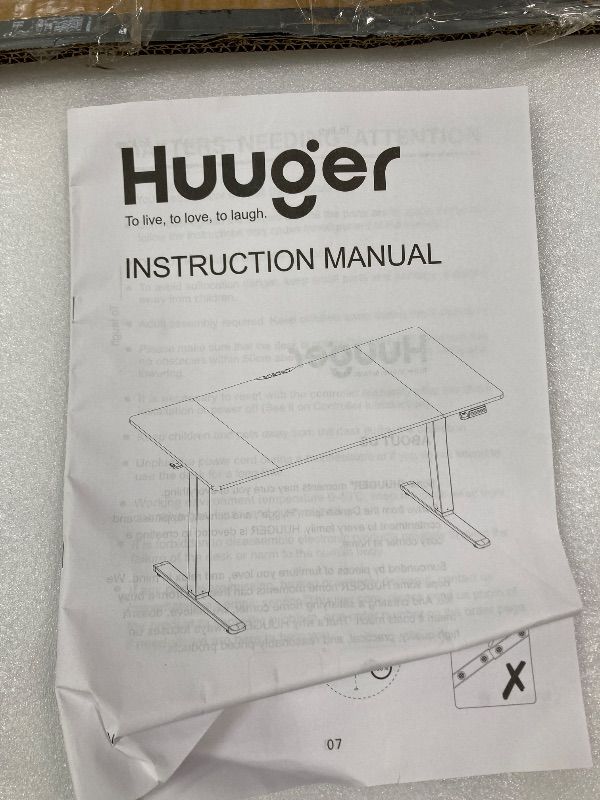 Photo 1 of ***MISSING PARTS  -SELLING AS IS *** Huuger 55 x 28 Large Electric Standing Desk, Height Adjustable Computer Desk, 27.6" Deep Desktop, Stand up Gaming Office Desk with 2 Hooks, 3 Preset Heights, for Home Office, Rustic Brown