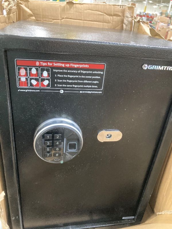 Photo 1 of **LOCKED-NO KEYS**Grimtron Smart Biometric Safe Fingerprint Lock Box with Silent Mode, Backlit Keypad and LED Light, Small Caja Fuerte Valentines Day Gifts for Men Women (19.69"H x 12.99"D x 13.78"W)