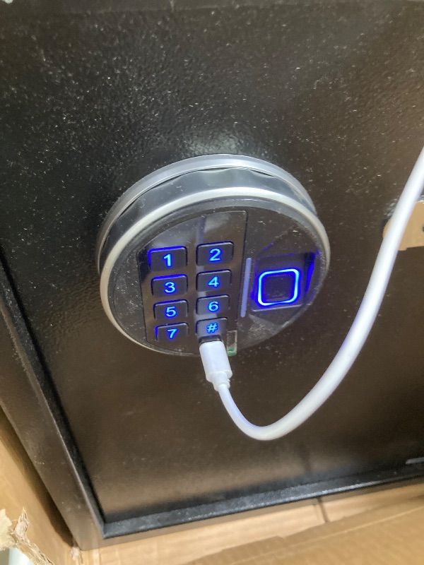 Photo 1 of **LOCKED-NO KEYS**Grimtron Smart Biometric Safe Fingerprint Lock Box with Silent Mode, Backlit Keypad and LED Light, Small Caja Fuerte Valentines Day Gifts for Men Women (19.69"H x 12.99"D x 13.78"W)