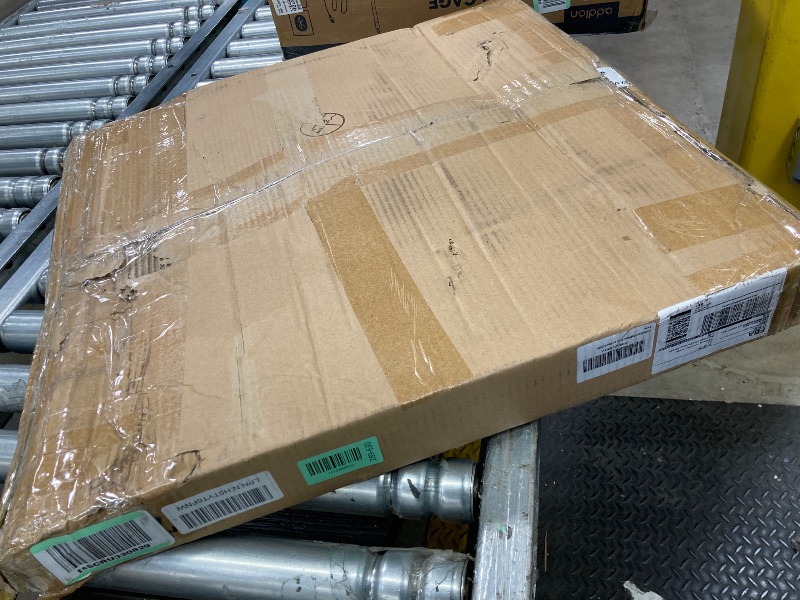 Photo 1 of **MISSING PARTS**CHOEZON Grid Wall Panel 5.7’ x 2’ FT Grid Display Rack, Movable Gridwall Display Stand with Wheels,Floorstanding Wire Grid Rack with 4 S-Shaped Hooks and 4 Garment Hooks Rustic Brown and Black TCJ17BF