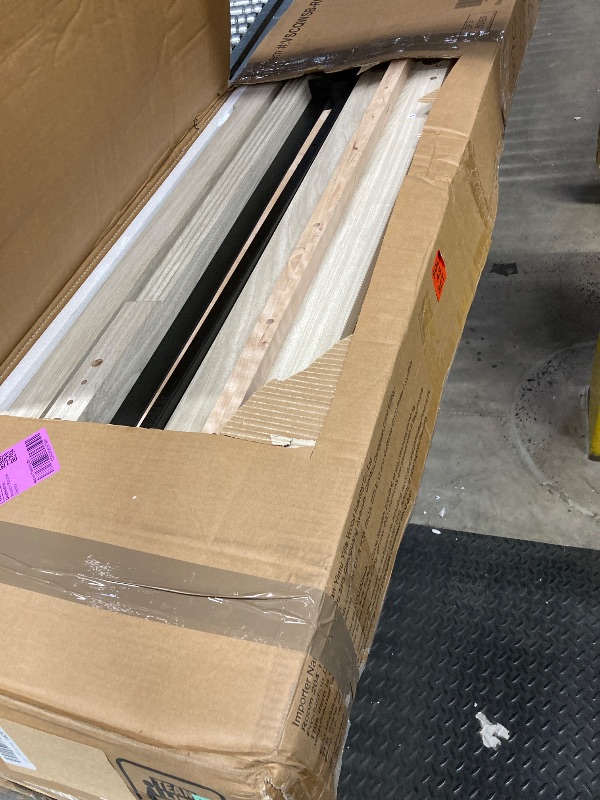 Photo 1 of **PARTIAL SET/BOX 3 OF 3 ONLY/PARTS ONLY/DAMAGE PIECES***LINSY Storage Bed Frame Queen Bedframe with Drawers, Farmhouse Bed Frame Queen-Size with Headboard and Footboard Bench, Tall Bed Frames Wooden Platform Beds with Storage, No Box Spring, Antique Whit