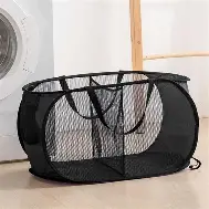 Photo 1 of ?Pack collapsible laundry baskets with handles, Laundry Basket Collapsible,Pop Up Mesh Laundry Hamper with Compartments, Foldable Small Laundry Bin Bag (BLACK)