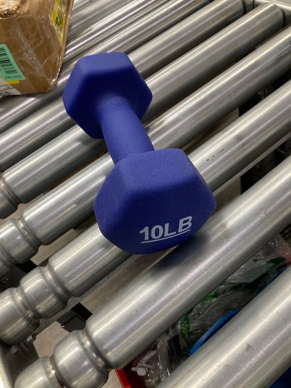 Photo 1 of ***ONE WEIGHT ONLY*** Amazon Basics Neoprene Dumbbell Hand Weights for Workout and Strength Training, Hexagon Shape, 10 Pound, Single, Navy Blue
