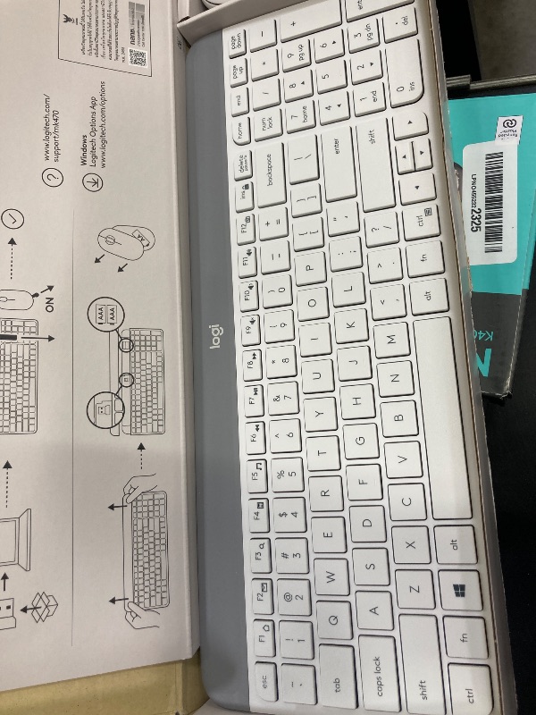 Photo 1 of ***	Missing wireless receiver***Logitech MK470 Slim Wireless Keyboard and Mouse Combo - Modern Compact Layout, Ultra Quiet, 2.4 GHz USB Receiver, Plug n' Play Connectivity, Compatible with Windows - Off White***	Missing wireless receiver***