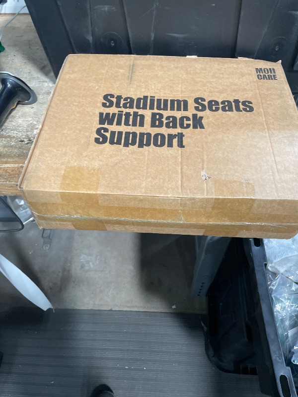 View 2 of **BAR ON BOTTOM IS SLIGHTLY BENT**MOIICARE Stadium Seats for Bleachers with Back Support, Bleacher Chairs with Backs and Cushion Wide, Portable Folding Seats with Magnetic Bottom Strips, Includes Shoulder Strap - Black (1, Black)