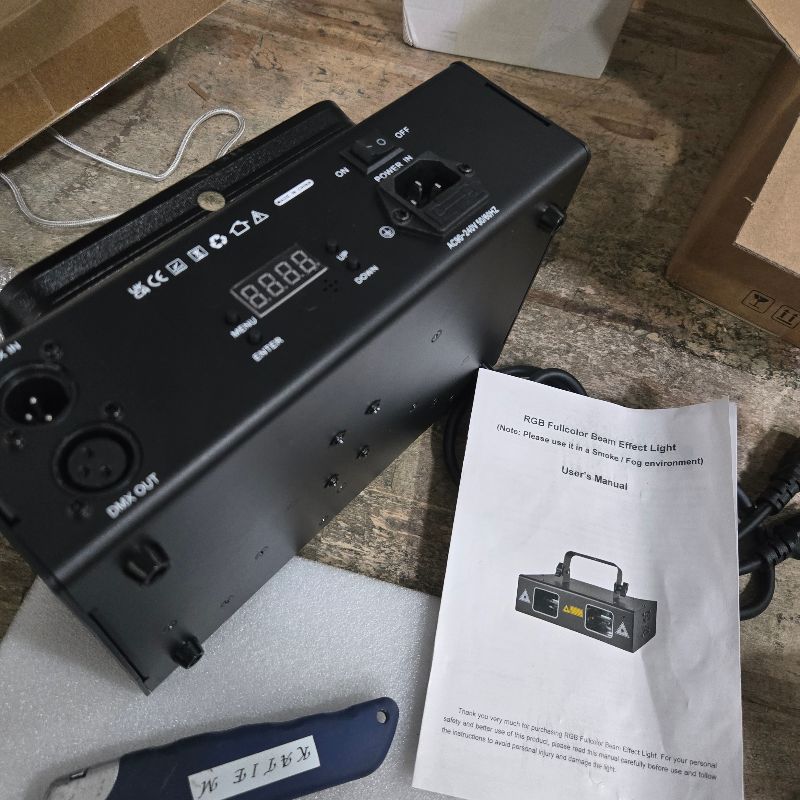 View 3 of ** see notes sold for parts only ** DJ Lights Party Lights, Gruolin RGB Full Color Laser Stage Light Music Sound Activated & DMX Control Patterns Projector, Perfect for Party Disco Bar Club Stage & DJ Lighting