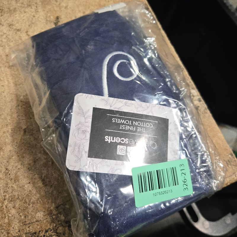 Photo 1 of ***MISSING 2 PARTS***Creative Scents Navy Blue Monogrammed Towels with Initials - 4 Pack Super Absorbent Bathroom Fingertip Cotton Towel with Soft Velour Finish - Personalized Gifts for Freinds & Family 11"x18" Initial J