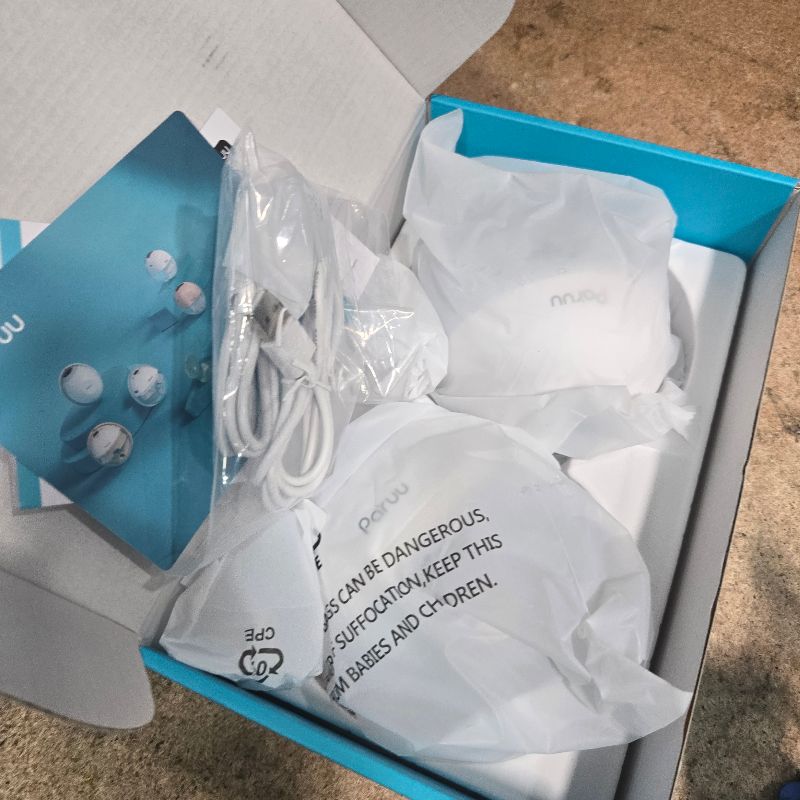 Photo 1 of (missing ubc cord) Paruu Hands Free Breast Pump P16, Wearable Breast Pump Electirc Portable with 4 Modes & 12 Levels, Max 309mmHg Strong Suction 19/21/24mm Flange Inserts Wearable Breastfeeding Pump, 2 Pack White