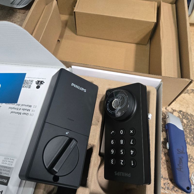 Photo 1 of **Parts** Philips Wi-Fi Smart Door Lock with Handle Set, Keypad Deadbolt for Front Door, Fingerprint Keyless Entry Door Lock with App Remote Control, IP53 Waterproof, Auto Lock, Security Easy Installation