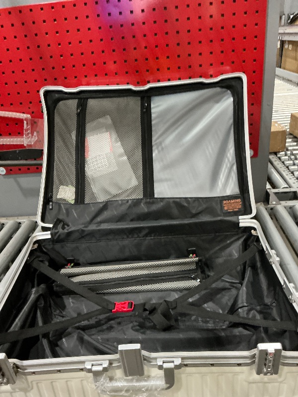 Photo 1 of *** CHECK COMMENTS*** ROAMING Zipperless Luggage 28 Inch with Aluminum Frame, Checked-Large Lightweight 3-Layer PC Hard Shell Suitcase with Spinner Wheels, Metal Travel Luggage with Three TSA Locks, Shell white