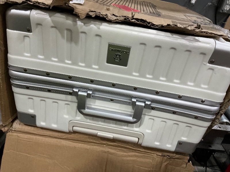 Photo 1 of *** CHECK COMMENTS*** ROAMING Zipperless Luggage 28 Inch with Aluminum Frame, Checked-Large Lightweight 3-Layer PC Hard Shell Suitcase with Spinner Wheels, Metal Travel Luggage with Three TSA Locks, Shell white