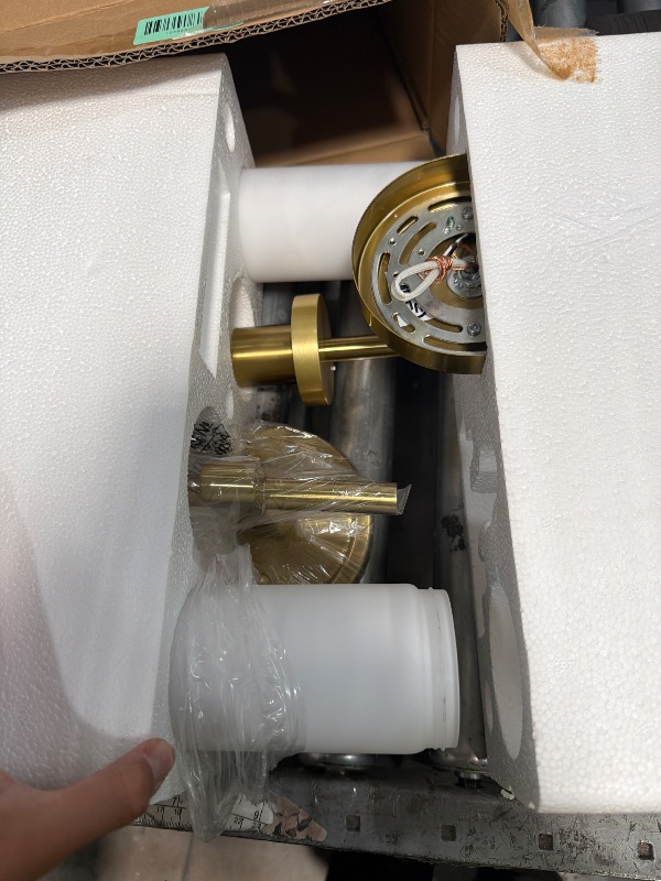 Photo 1 of [Hardwired] Wall Sconces Set of Two, Brushed Gold Bathroom Sconces with Milky White Glass, Modern Wall Light Fixtures for Bathroom Mirror Vanity, Living Room, Hallway, Stairway, Cabinet, Foyer