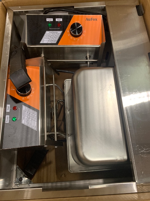 Photo 1 of ***PARTS ONLY***Commercial Deep Fryer 20.7Qt/20L Dual Tank Deep Fryers with Baskets 0.8mm Thickened Stainless Steel Electric Countertop Fryer with Adjustable Temperature, 1700w x2, 110v