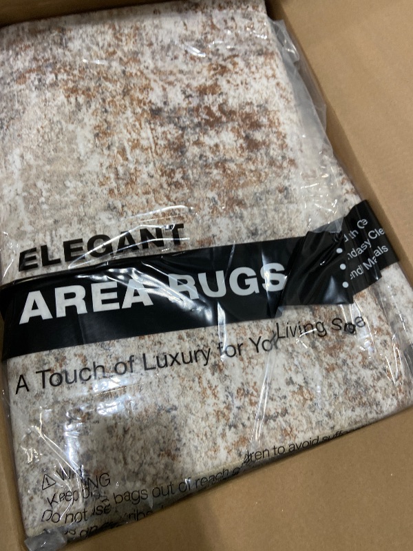 Photo 1 of **ITEMS FACTORY SEALED** 8x11 Area Rugs for Living Room: Washable Large Neutral Abstract Rug Soft Non Slip Stain Resistant Low Pile Indoor Carpet for Bedroom Dining Room Nursery Office Playroom - Brown Grey