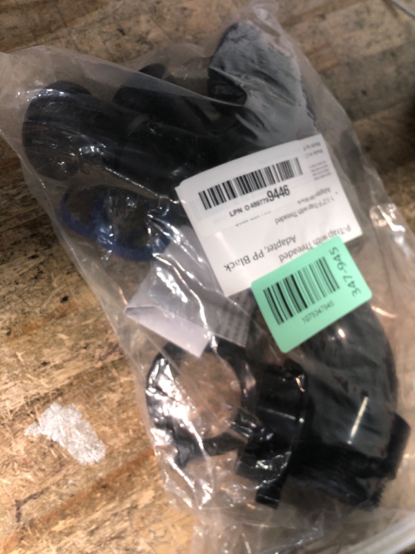 Photo 1 of (1 Pack) Yariwiz Black P Trap 1 1/2 Inch for Bathroom Kitchen Sink Drain Pipe Tubular Kit with Black Threaded Adapter and Blue TPE Washer KSD-001B