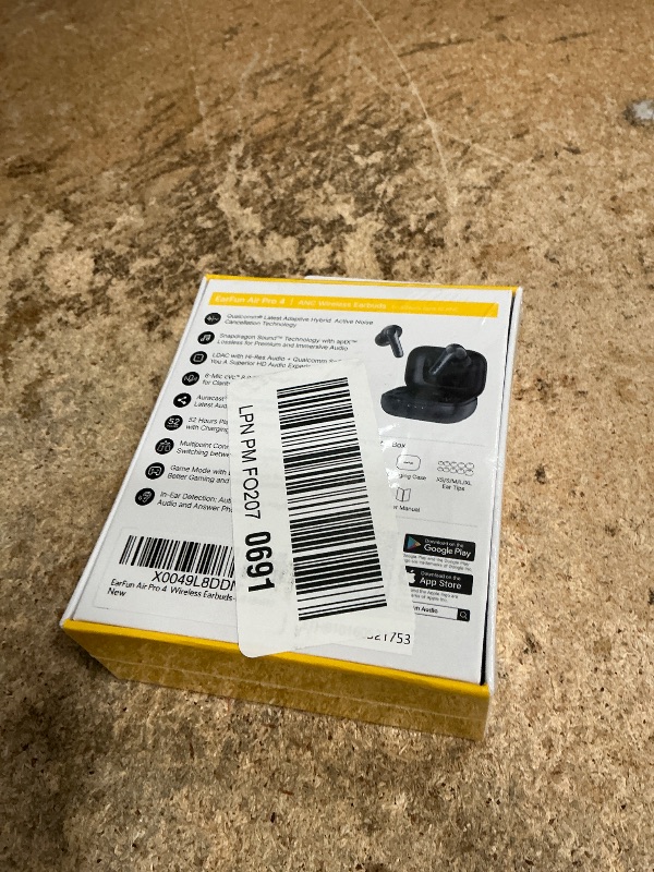 Photo 1 of *FACTORY SEALED* EarFun Air Pro 4 Adaptive Hybrid Noise Canceling Wireless Earbuds, Qualcomm Snapdragon Sound, aptX™ Lossless, 6 Mics AI CVC 8.0 Call, LDAC Hi-Res Audio, 52H Playtime, Bluetooth 5.4, in-Ear Detection