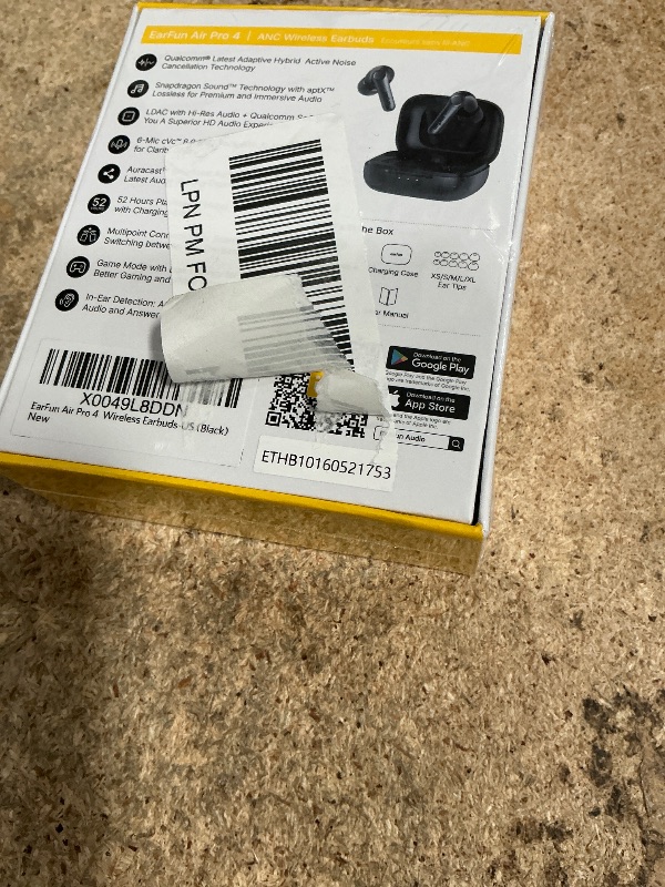 Photo 1 of *FACTORY SEALED* EarFun Air Pro 4 Adaptive Hybrid Noise Canceling Wireless Earbuds, Qualcomm Snapdragon Sound, aptX™ Lossless, 6 Mics AI CVC 8.0 Call, LDAC Hi-Res Audio, 52H Playtime, Bluetooth 5.4, in-Ear Detection