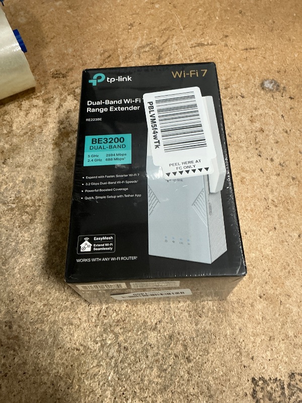 Photo 1 of *FACTORY SEALED* TP-Link BE3200 Wi-Fi 7 Range Extender RE223BE w/Ethernet Port | 3.2 Gbps Dual-Band Wireless Repeater | Internet Signal Booster for Home | Up to 2400 sq.ft, 64 Devices | MLO, EasyMesh | No 6 GHz Band