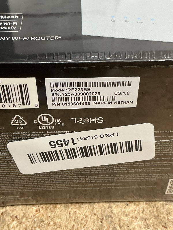 Photo 1 of *FACTORY SEALED* TP-Link BE3200 Wi-Fi 7 Range Extender RE223BE w/Ethernet Port | 3.2 Gbps Dual-Band Wireless Repeater | Internet Signal Booster for Home | Up to 2400 sq.ft, 64 Devices | MLO, EasyMesh | No 6 GHz Band