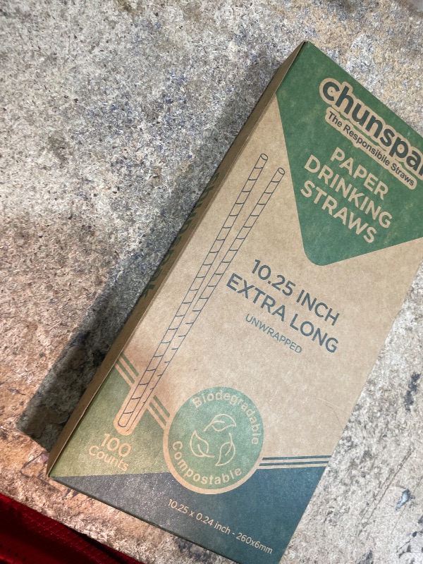 Photo 1 of 10 Inch Long Paper Drinking Straws Biodegradable - For 20oz to 32oz Tall Cups, Tumblers, Bottles - Brown Kraft, 100