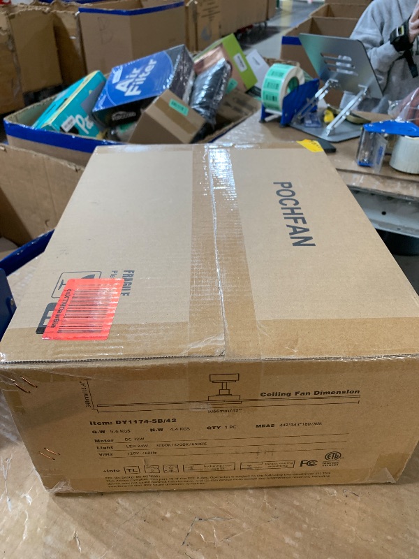 Photo 1 of ****** Factory sealed******POCHFAN 42 inch Black Ceiling Fans with Lights and Remote Control, LED Ceiling Fan Dimmable 3 CCT 6-Speed, Noiseless Modern Ceiling Fan for Bedroom, Living Room, Dining Room, ETL Listed