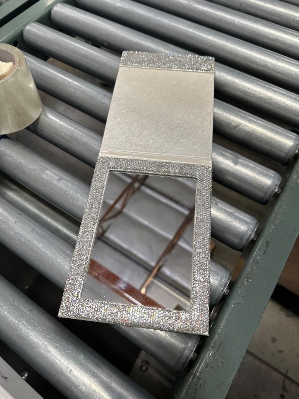 Photo 1 of ***STOCK PHOTO FOR REFERENCE ONLY***Bestbling Bling Portable Mirror Folding Travel Vanity Mirror with Desktop Standing Makeup Mirror for Cosmetics Beauty (Silver)