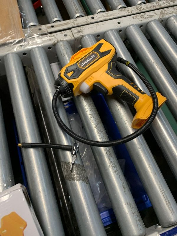 Photo 1 of ***MISSING ITEMS***
Tire Inflator Air Compressor Compatible with Dewalt 20V Battery, LIVOWALNY 160 PSI Cordless Portable Electric Air Pump 2026 Bigger LCD Digital Pressure Gauge for Car, Bike, Sport Ball (No Battery)