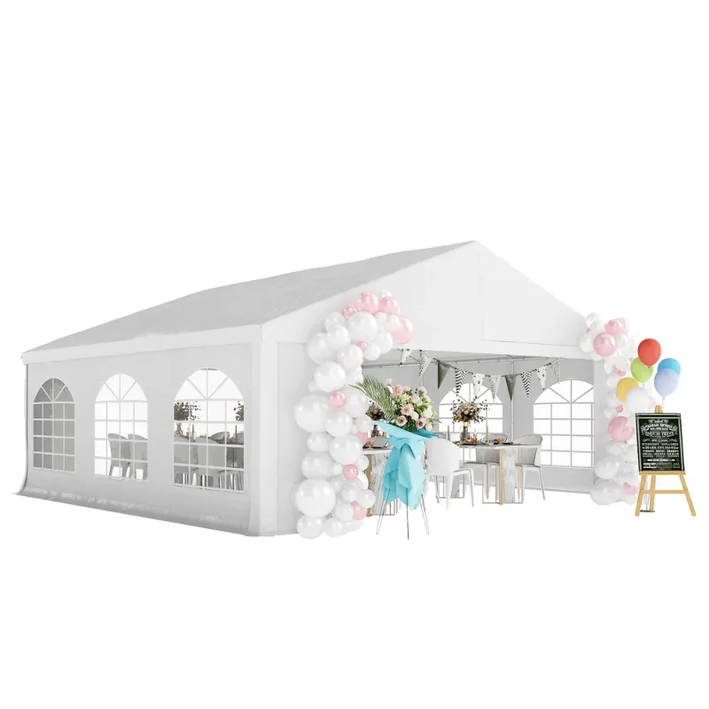 View 1 of ***PARTIAL SET - PRICE ADJUSTED*** 20' x 20' Heavy Duty Party Tent & Carport with Removable Sidewalls and Double Doors, White