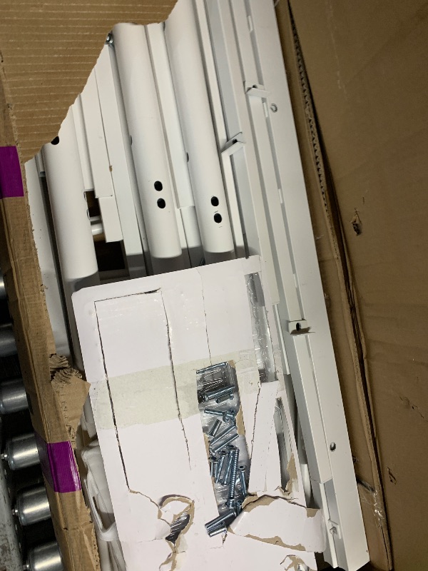 Photo 1 of ***MISSING PARTS***
Decofy Metal Bunk Bed Twin Over Twin with Storage Bag, 2 Twin Size Beds with Safety Guard Rails and Anti-tip Nails for Teenager,Girls or Boys ?White?