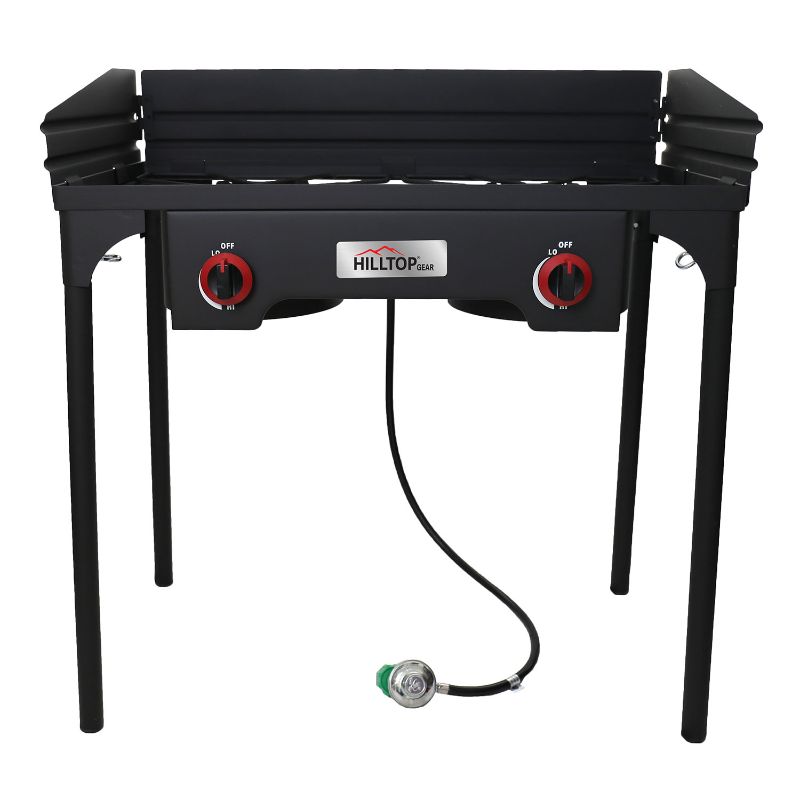 View 1 of ***HEAVILY USED***
Hilltop Gear Cast-Iron 2-Burner Stove with Windscreen